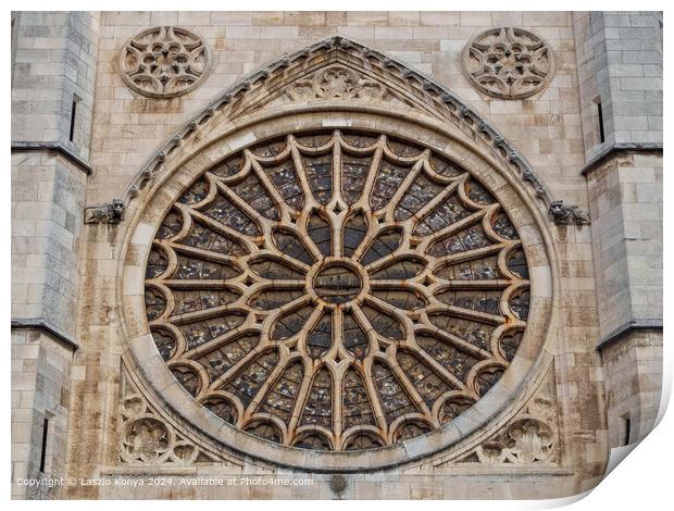 Rose Window Cathedral Leon Print by Laszlo Konya