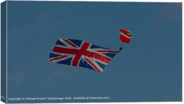 Flying Union Jack Duxford Canvas Print by Michael bryant Tiptopimage