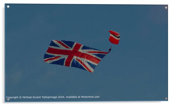 Flying Union Jack Duxford Acrylic by Michael bryant Tiptopimage