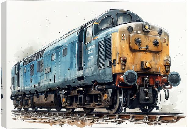British Rail Class 55 Deltic Blue Canvas Print by Steve Smith