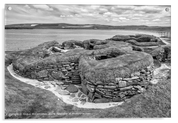 Skara Brae, Mainland Orkney mono Acrylic by Angus McComiskey