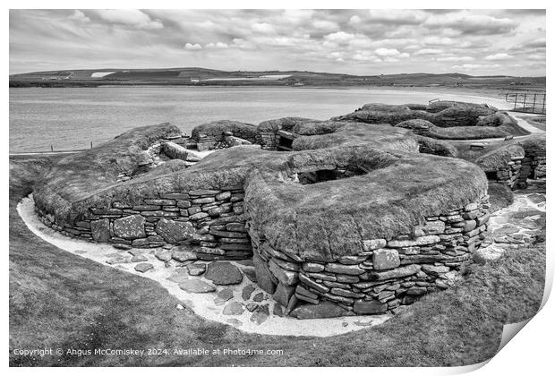 Skara Brae, Mainland Orkney mono Print by Angus McComiskey