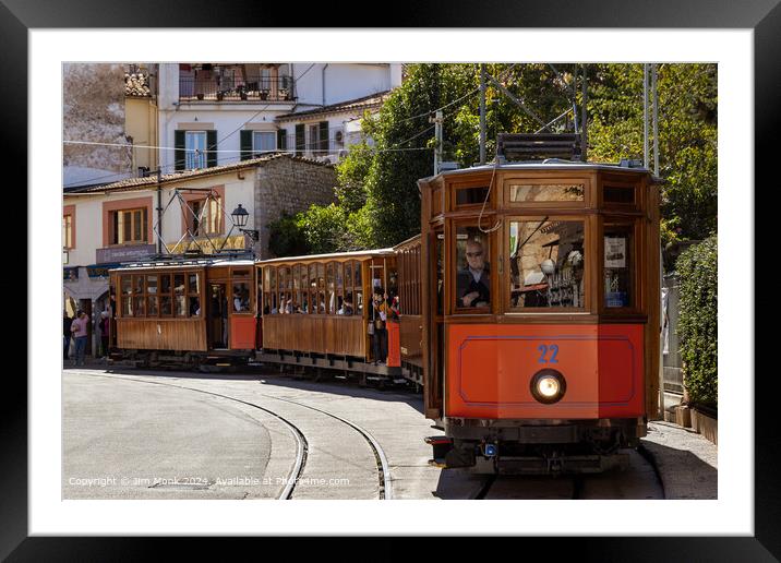 The Soller Tram Mallorca Framed Mounted Print by Jim Monk