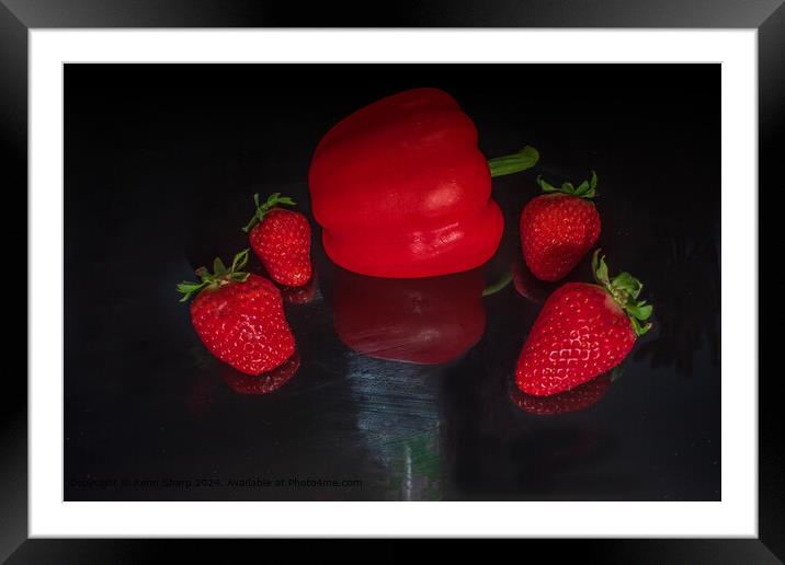 Red Strawberries, Red Pepper Still Life Framed Mounted Print by Kenn Sharp
