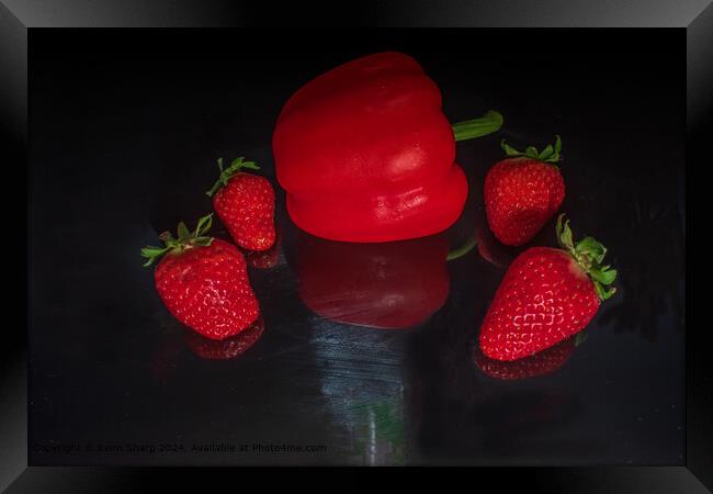 Red Strawberries, Red Pepper Still Life Framed Print by Kenn Sharp