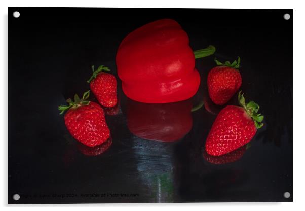 Red Strawberries, Red Pepper Still Life Acrylic by Kenn Sharp