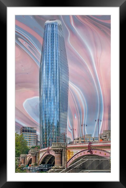 London Bridge Cityscape Art Framed Mounted Print by Kenn Sharp