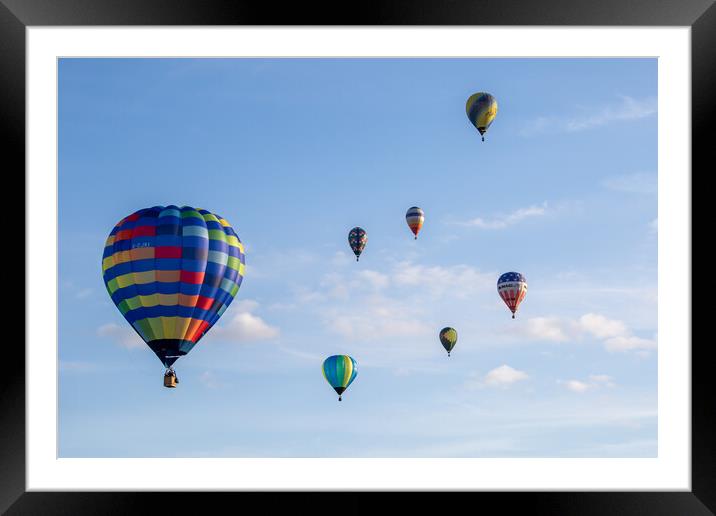 Colourful Hot Air Balloon Ascending Framed Mounted Print by J Biggadike