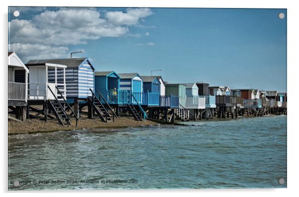Thorpe Bay Beach Huts Acrylic by Peter Bolton