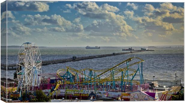 Adventure  Island and the pier, Southend on Sea. Canvas Print by Peter Bolton