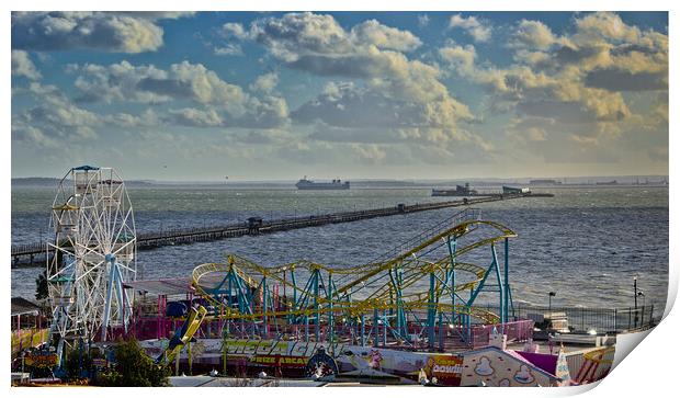 Adventure  Island and the pier, Southend on Sea. Print by Peter Bolton
