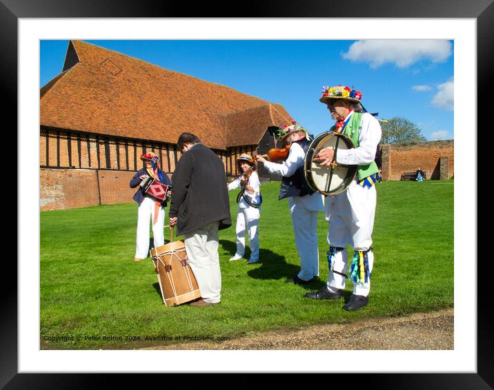 Colourful Morris Dancers at Cressing Temple Barns, Framed Mounted Print by Peter Bolton