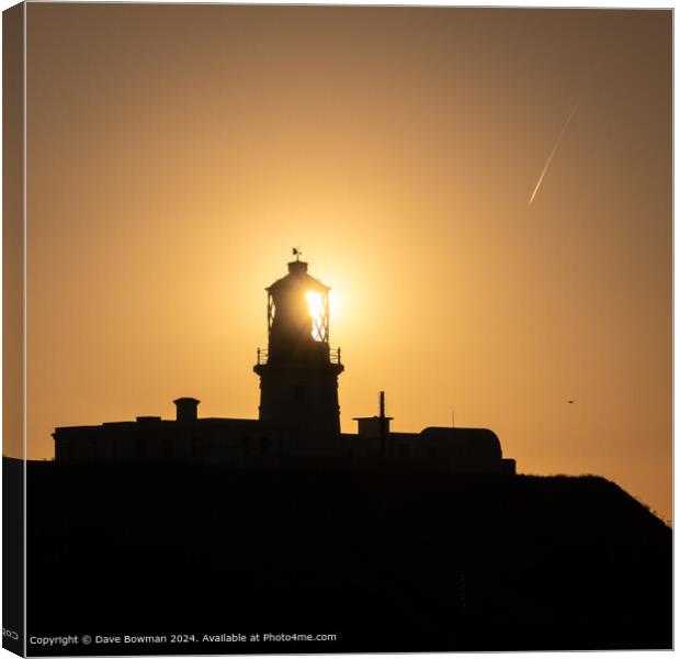 Strumble Head Lighthouse Sunset Canvas Print by Dave Bowman