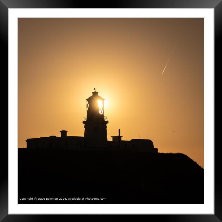 Strumble Head Lighthouse Sunset Framed Mounted Print by Dave Bowman