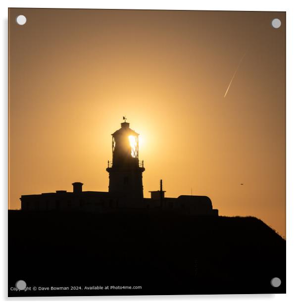 Strumble Head Lighthouse Sunset Acrylic by Dave Bowman