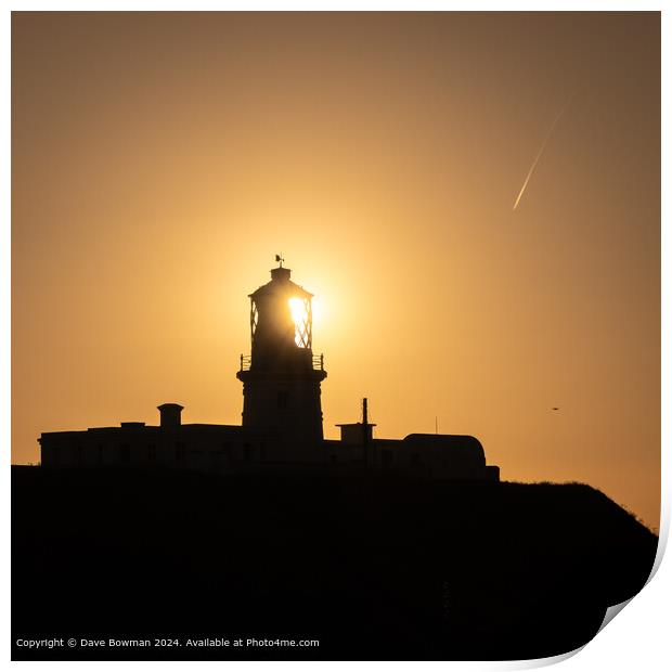 Strumble Head Lighthouse Sunset Print by Dave Bowman