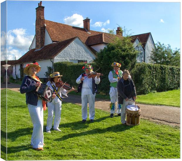 Cressing Temple Barns Morris Dancers Canvas Print by Peter Bolton
