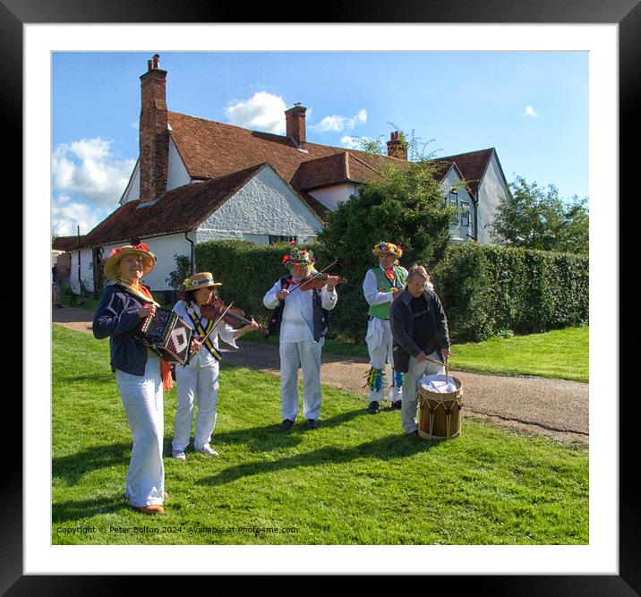 Cressing Temple Barns Morris Dancers Framed Mounted Print by Peter Bolton
