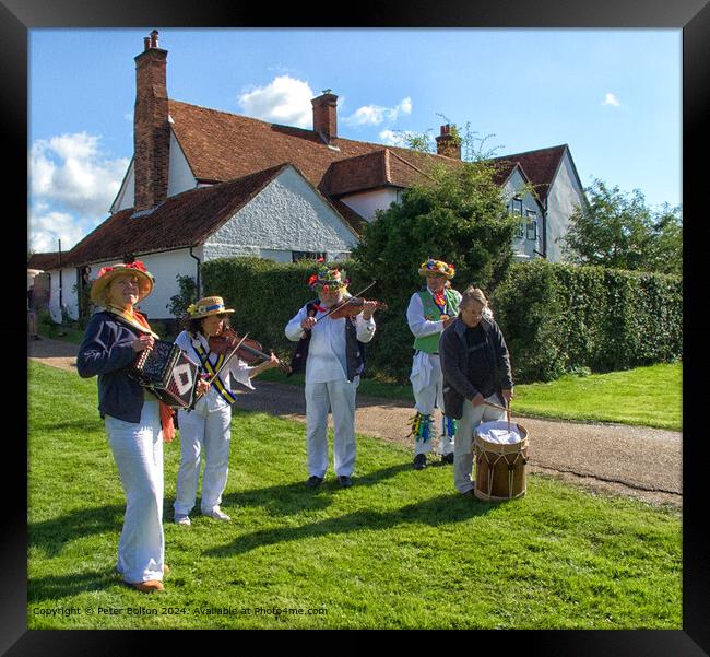 Cressing Temple Barns Morris Dancers Framed Print by Peter Bolton