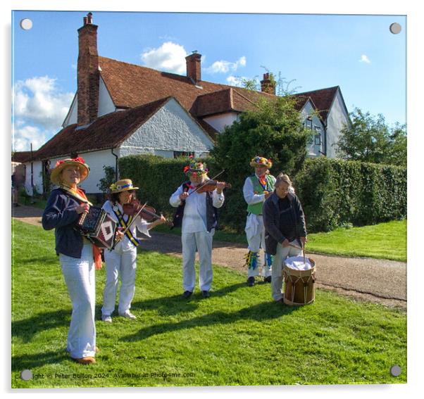 Cressing Temple Barns Morris Dancers Acrylic by Peter Bolton