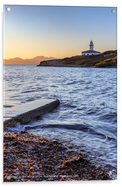 Alcanada Lighthouse Mallorca Acrylic by Jim Monk