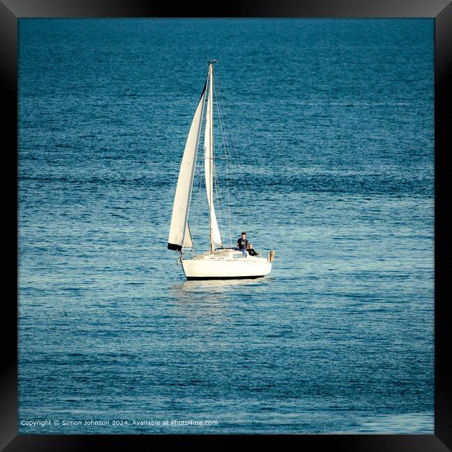 Salcombe Yacht Serenity Framed Print by Simon Johnson