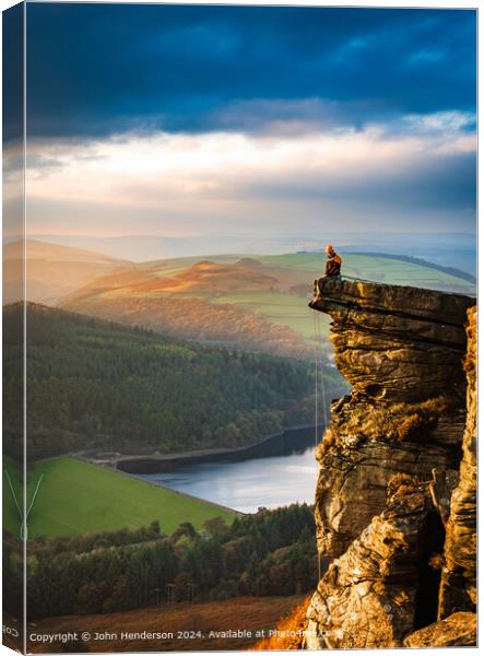 Bamford Edge Sunset Landscape Canvas Print by John Henderson