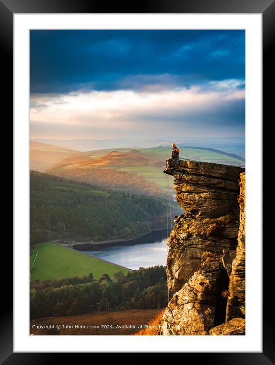 Bamford Edge Sunset Landscape Framed Mounted Print by John Henderson