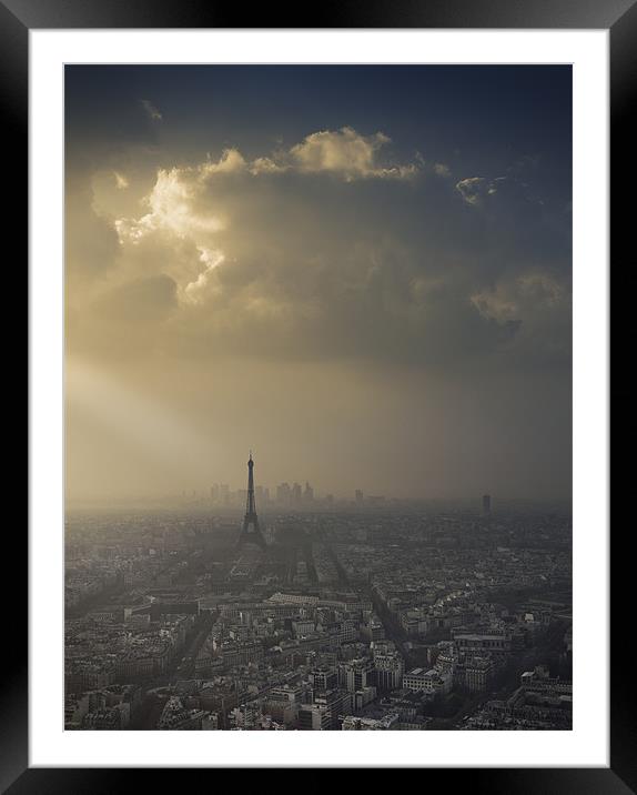 Eiffel Tower skyscape Framed Mounted Print by James Rowland