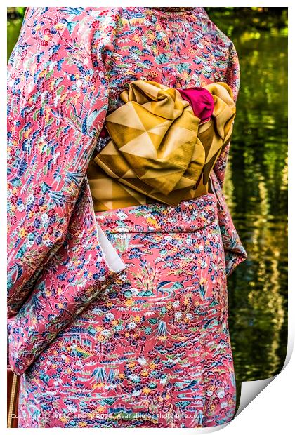 Pink Kimono Woman at Kiyomizu Temple Print by William Perry