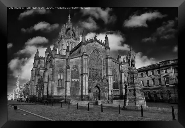 St Giles Cathedral, High Kirk of Edinburgh, Black and White Architecture Framed Print by Tom McPherson