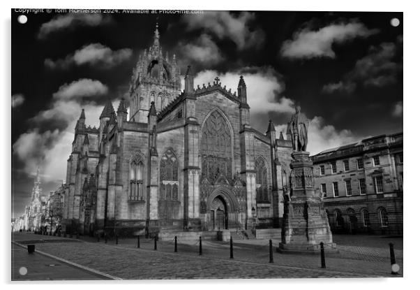 St Giles Cathedral, High Kirk of Edinburgh, Black and White Architecture Acrylic by Tom McPherson