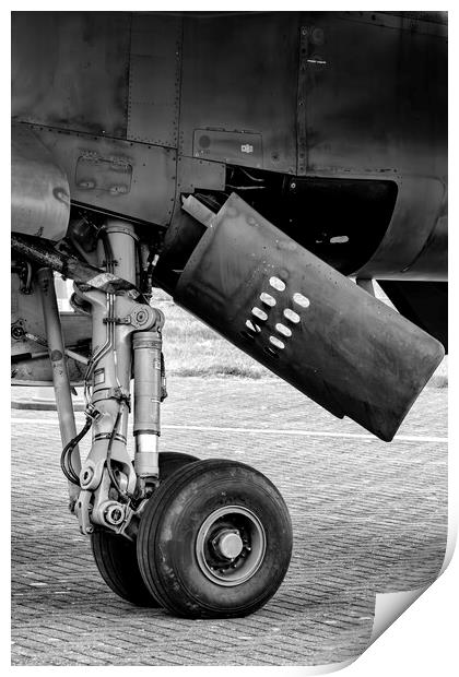 Jet Fighter Landing Gear - mono Print by Glen Allen