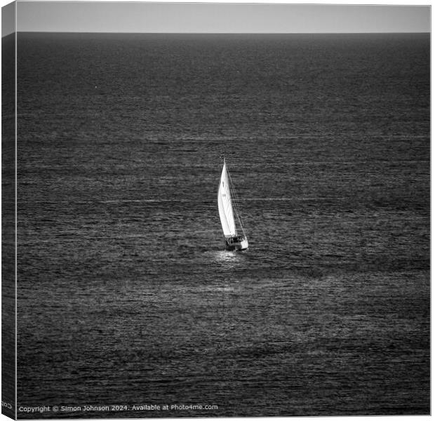 Salcombe Yacht in Black and White Canvas Print by Simon Johnson