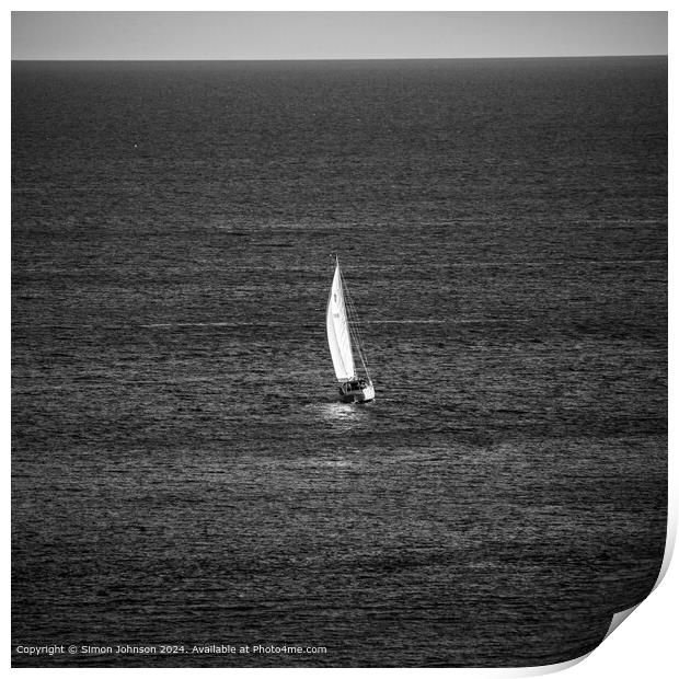 Salcombe Yacht in Black and White Print by Simon Johnson