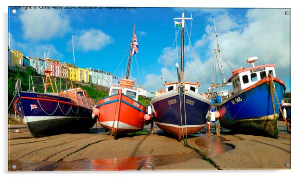 Tenby Harbour boats Acrylic by Chris Petty