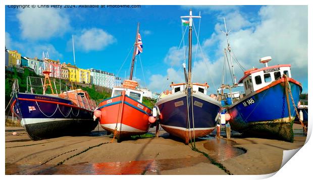 Tenby Harbour boats Print by Chris Petty