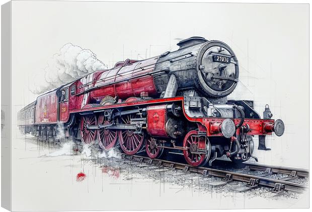 Powerful Flying Scotsman Steam Train Canvas Print by Steve Smith