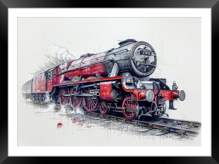 Powerful Flying Scotsman Steam Train Framed Mounted Print by Steve Smith