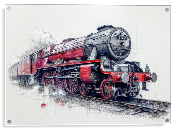 Powerful Flying Scotsman Steam Train Acrylic by Steve Smith