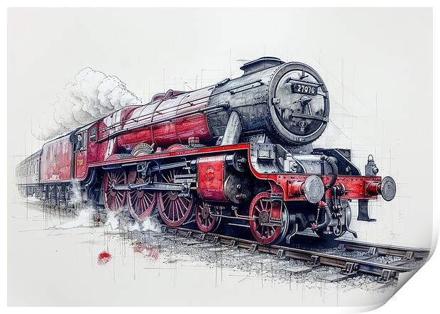 Powerful Flying Scotsman Steam Train Print by Steve Smith