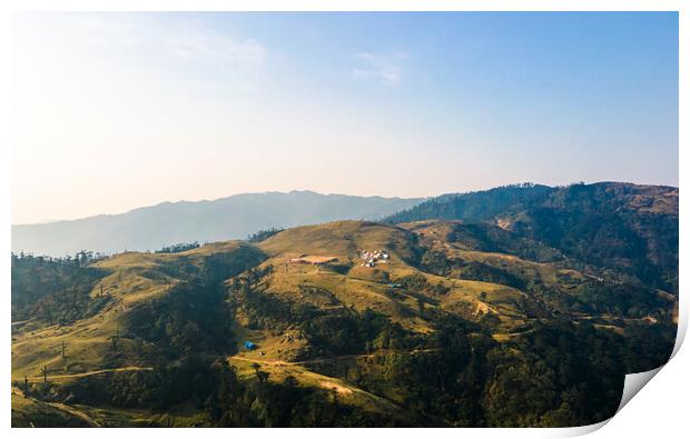 Greenery Mountain Hill, Phalelung, Nepal Print by Ambir Tolang