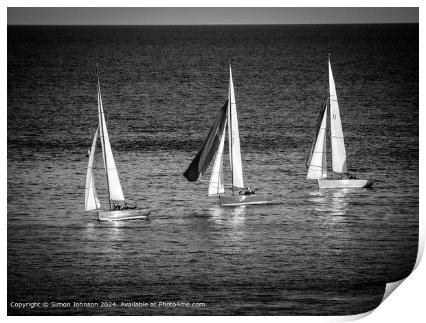 sunlit white yachts   Print by Simon Johnson