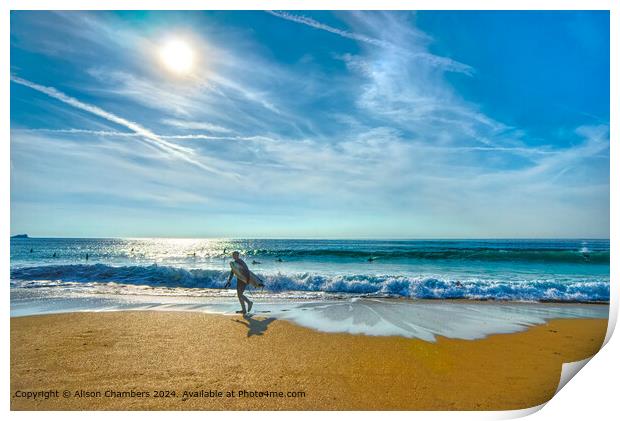 Fistral Beach Cornwall Print by Alison Chambers