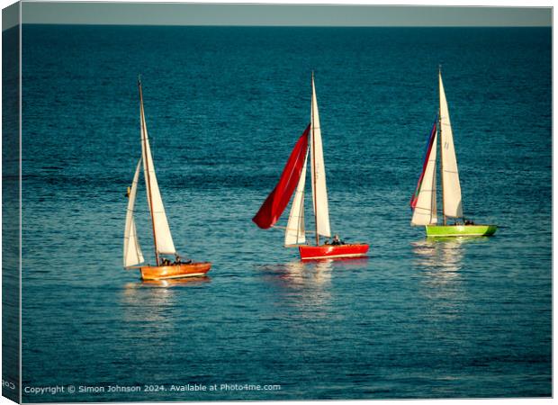 Salcombe Yachts Evening Light Canvas Print by Simon Johnson