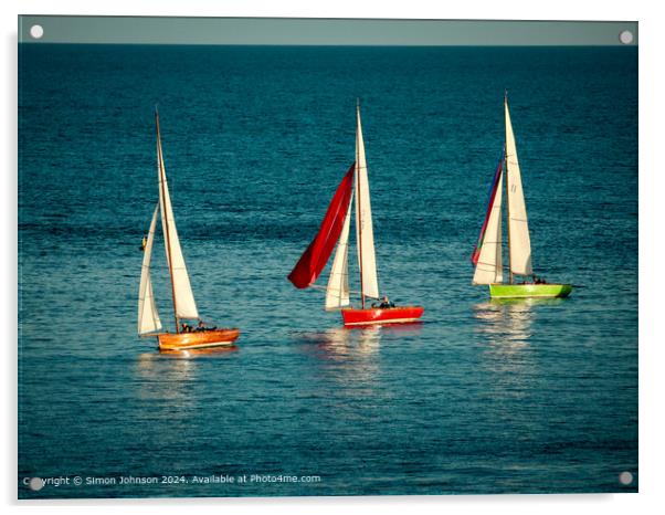 Salcombe Yachts Evening Light Acrylic by Simon Johnson