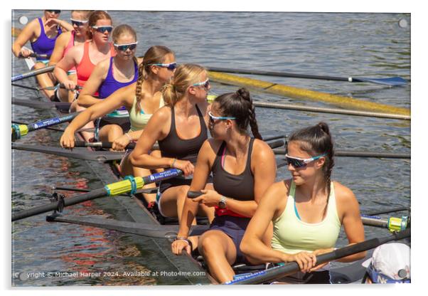 Henley-on-Thames Regatta Rowing Acrylic by Michael Harper