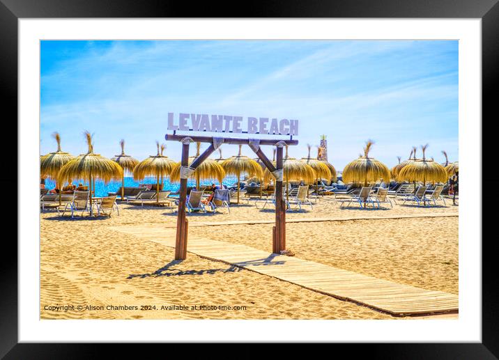 Levante Beach Puerto Banus Framed Mounted Print by Alison Chambers