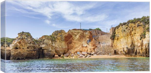 Praia do Pinhao beach, Algarve Canvas Print by Jim Monk