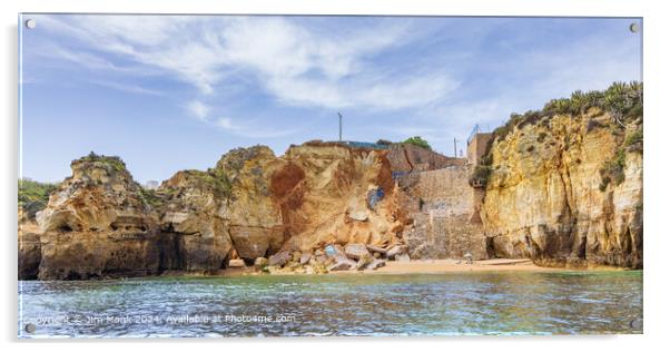 Praia do Pinhao beach, Algarve Acrylic by Jim Monk